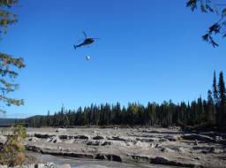 Heli-seeding with grass seed for erosion control--Sep 2014